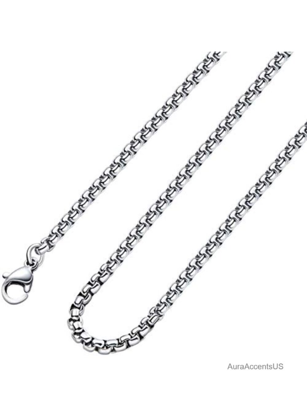 Stainless Steel Rolo Chain Necklace, 32 Inch Length, Lobster Claw Clasp